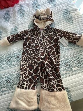 Princess Paradise Baby Giraffe-Print Plush Kids One-Piece Bodysuit - Brown Leop